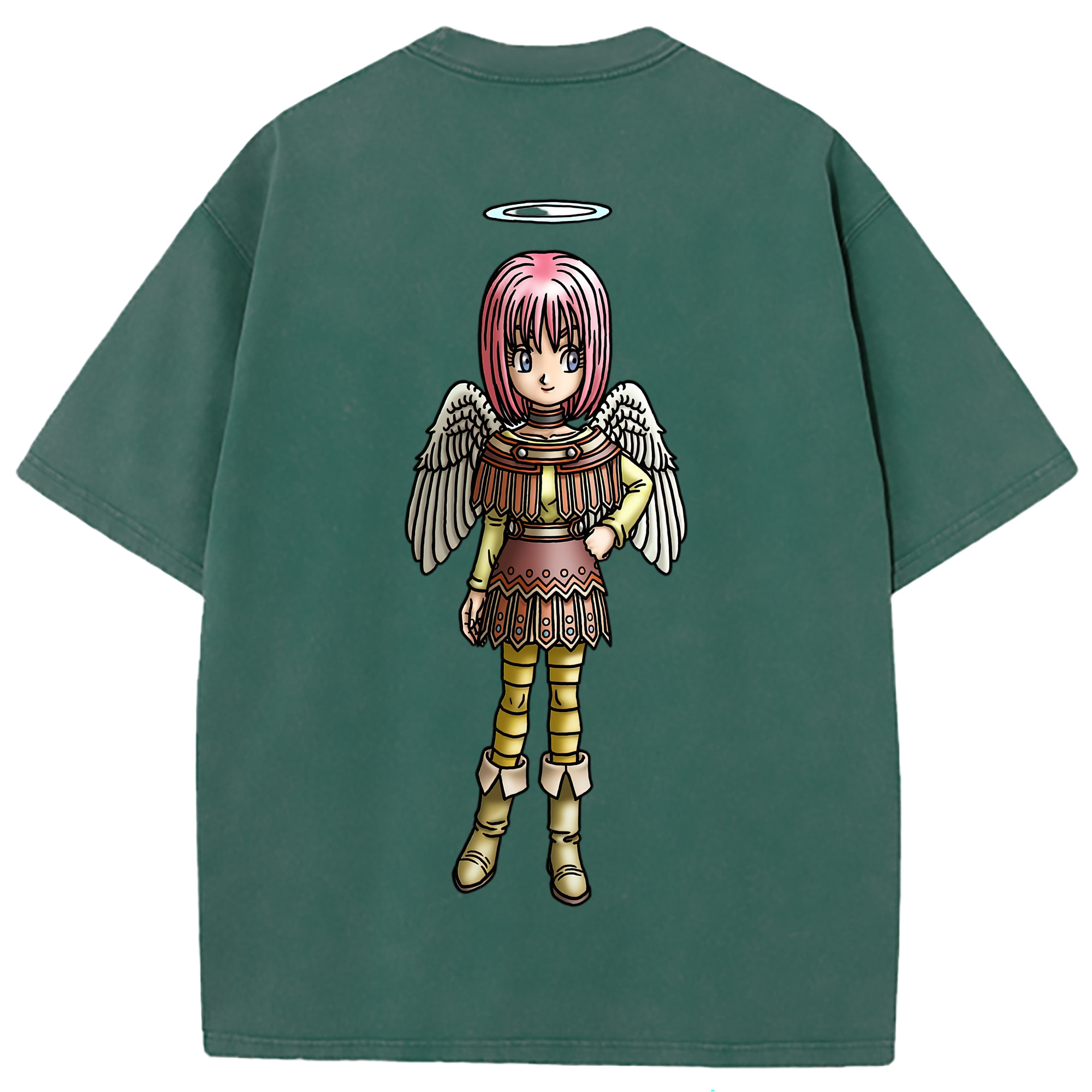 （画像用） ドラゴンクエスト Doragon Kuesuto Dragon Quest 綿100% ヴィンテージ風 半袖Tシャツ（背面プリント）